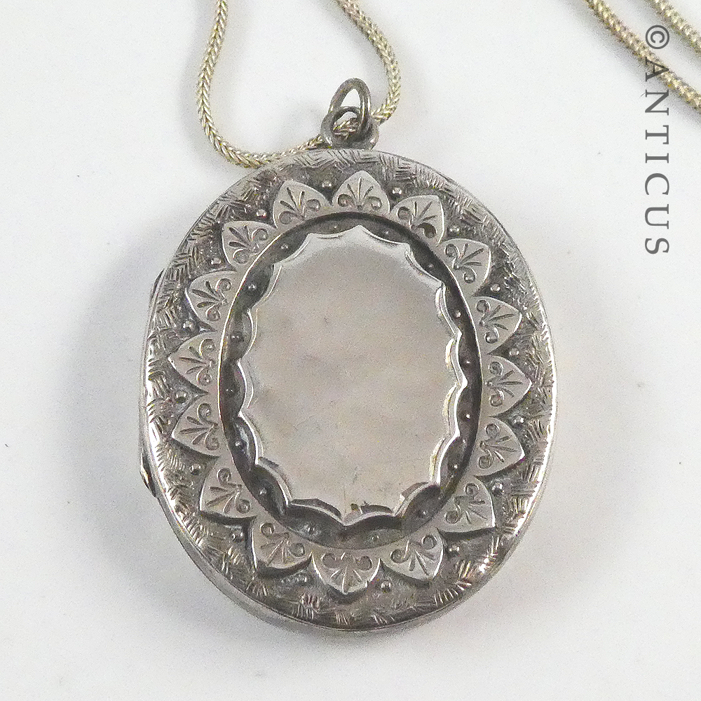 Antique Silver Locket on Chain.