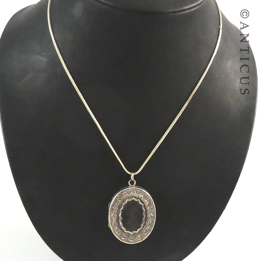 Antique Silver Locket on Chain.