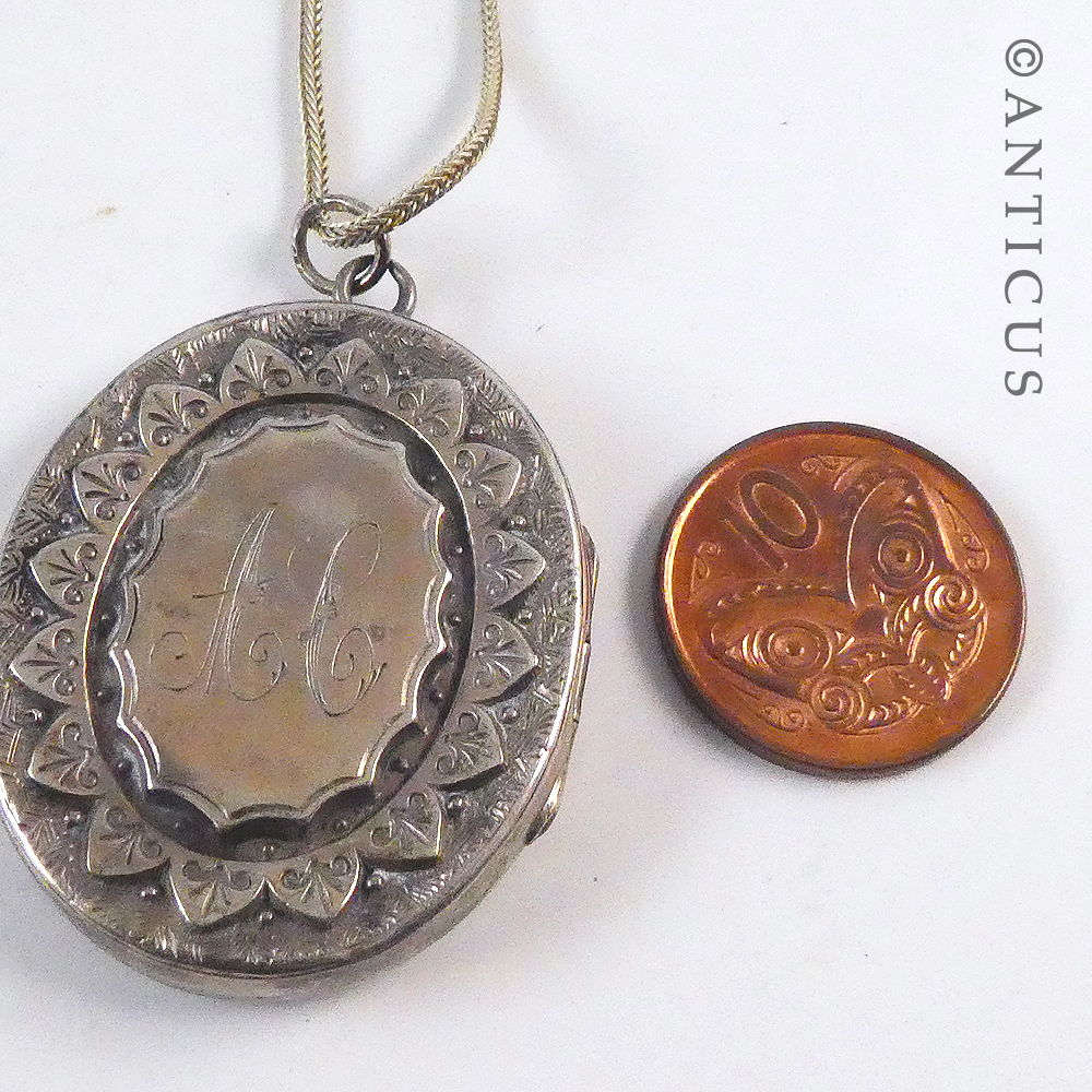 Antique Silver Locket on Chain.