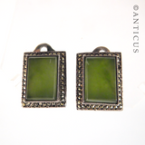 Vintage Pounamu Jade Clip Earrings.