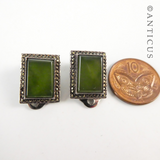 Vintage Pounamu Jade Clip Earrings.