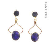 Pair of Silver and Sapphire Drop Earrings.