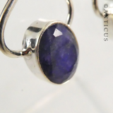 Pair of Silver and Sapphire Drop Earrings.