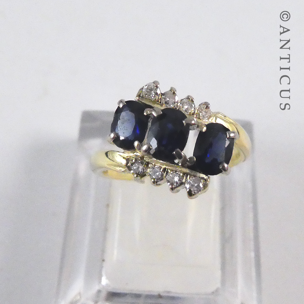 14ct Gold, Sapphire and Diamond Ring.