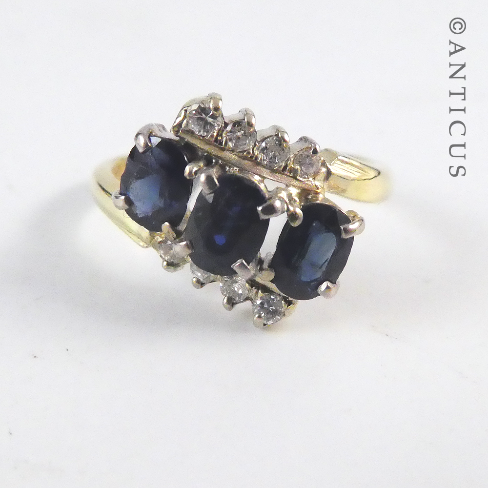 14ct Gold, Sapphire and Diamond Ring.