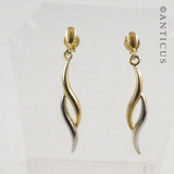 Pair White and Yellow Gold Drop Earrings