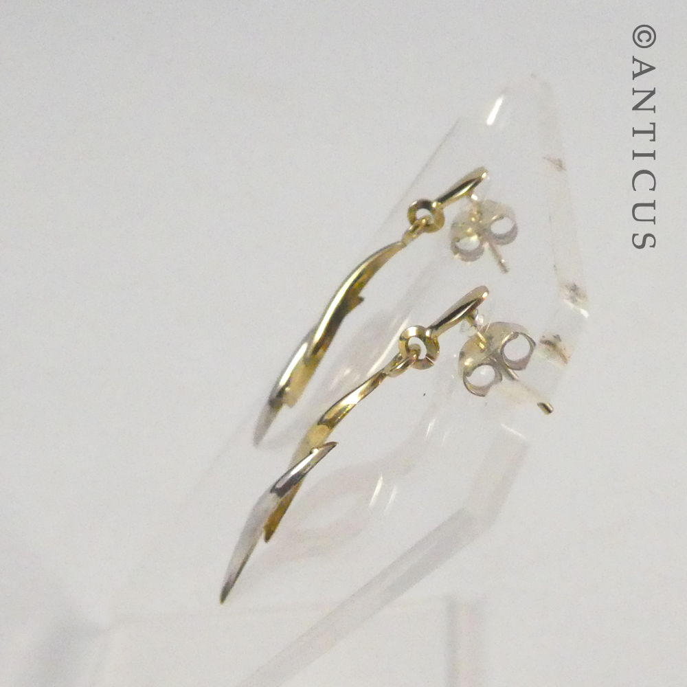 Pair White and Yellow Gold Drop Earrings