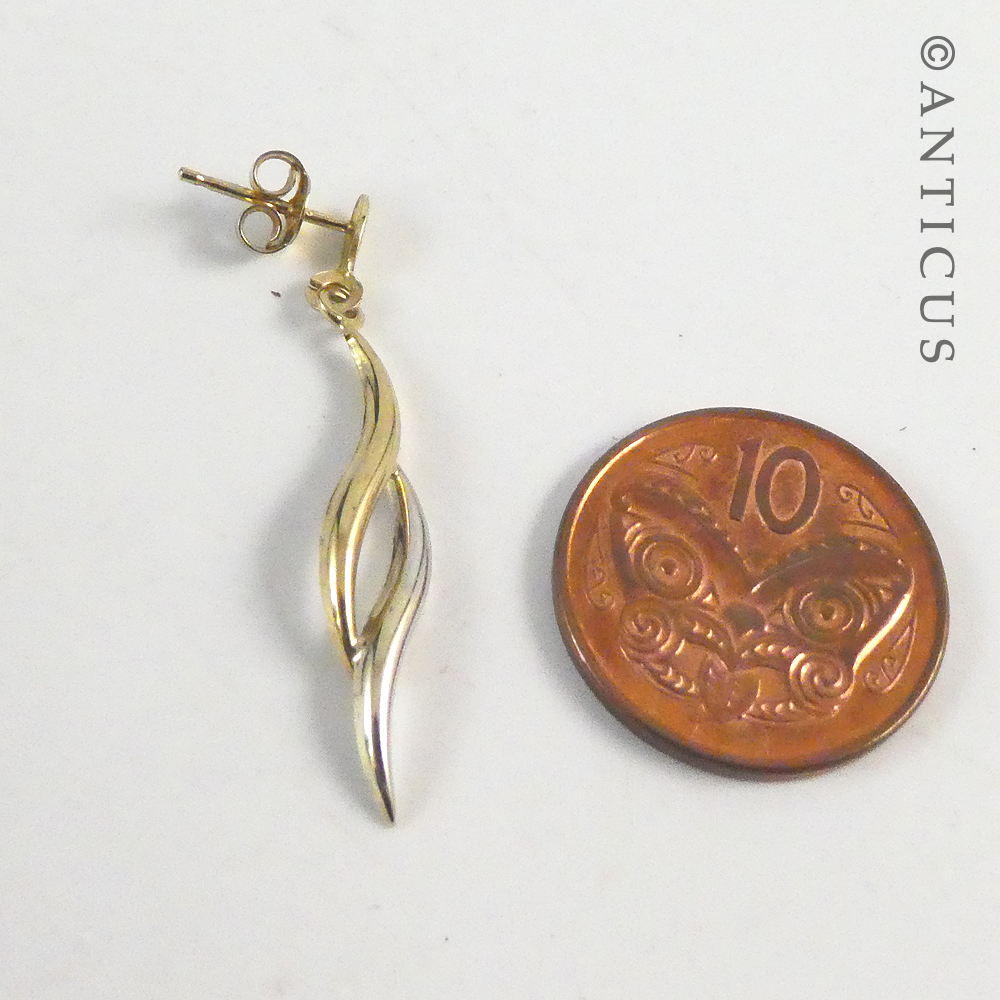 Pair White and Yellow Gold Drop Earrings