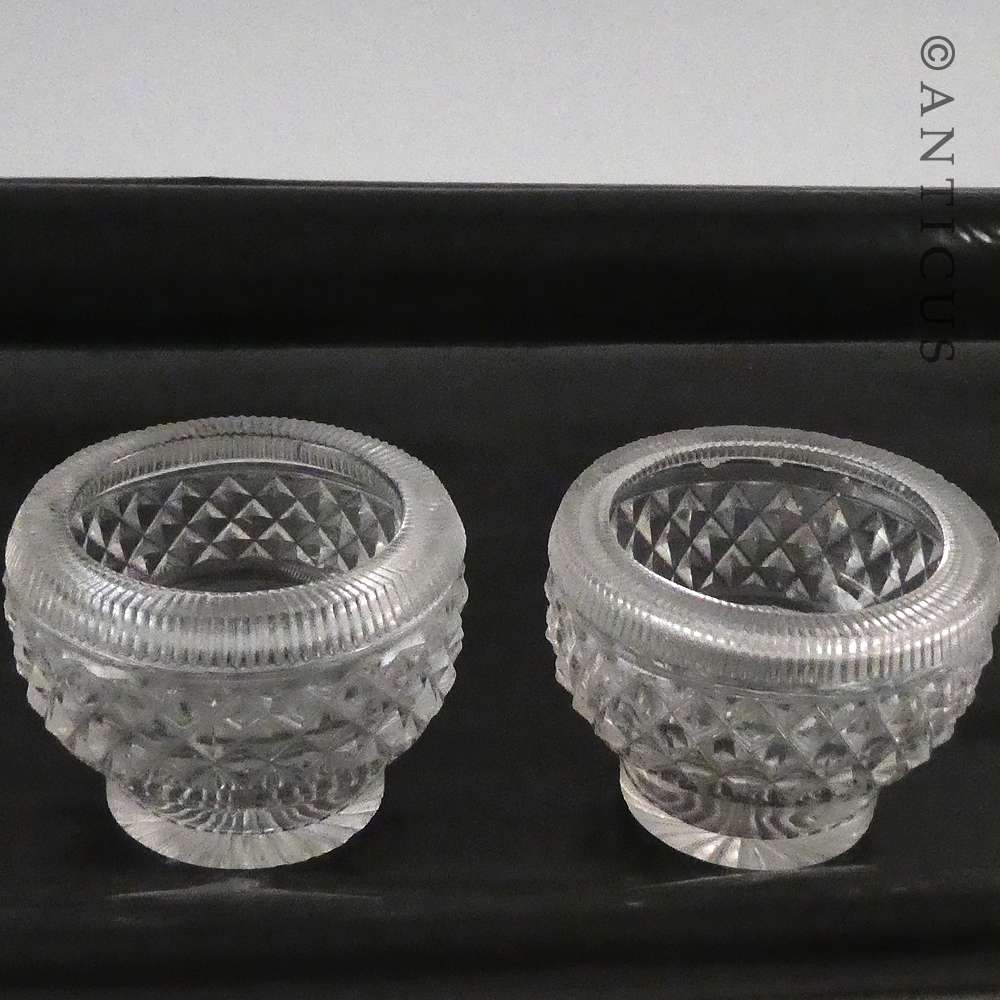 Pair of Cut Glass Regency Period Salt Dishes