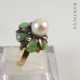 Vintage 18ct Gold Jade and Pearl Ring.