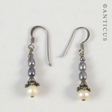 Pair of Black and White Pearl Earrings.