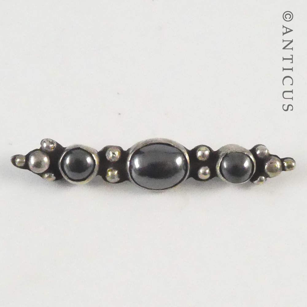 Sterling Silver Vintage Hematite Brooch.