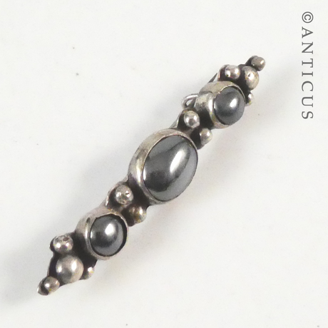 Sterling Silver Vintage Hematite Brooch.