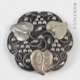Circular Vintage Brooch, Pewter.