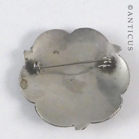 Circular Vintage Brooch, Pewter.