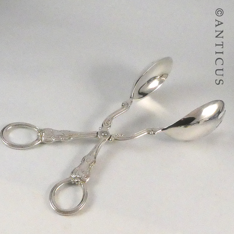 Large Silver Plate Salad Servers, Kings Pattern.