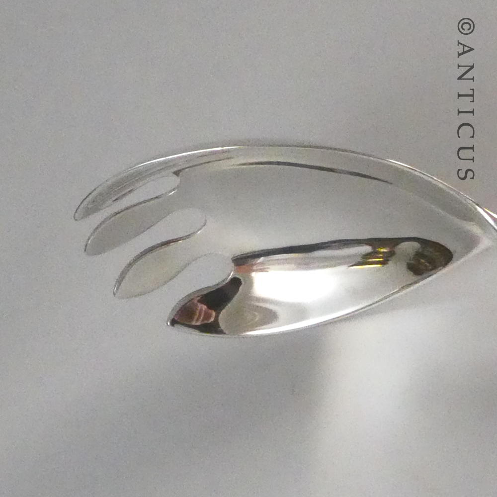 Large Silver Plate Salad Servers, Kings Pattern.
