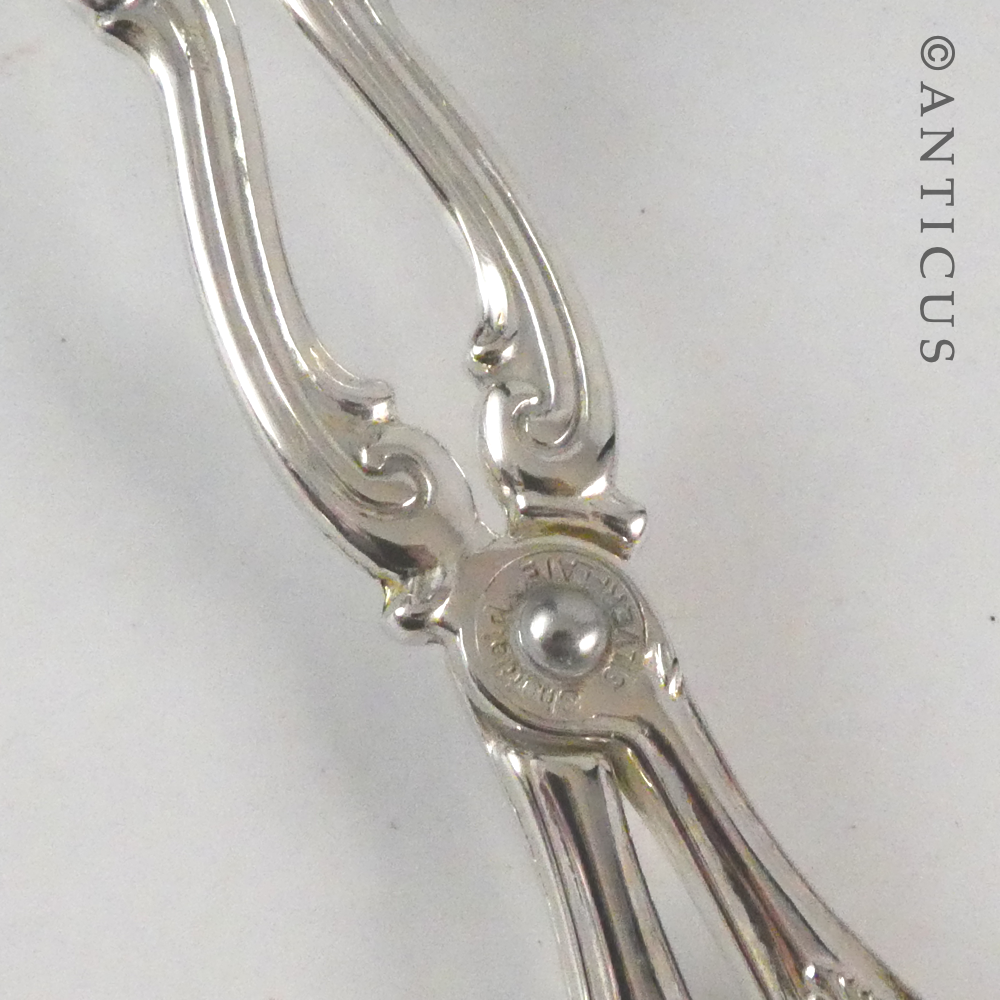 Large Silver Plate Salad Servers, Kings Pattern.