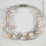 Pearl Bracelet, Three Strand, Magnetic Clasp