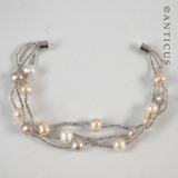 Pearl Bracelet, Three Strand, Magnetic Clasp