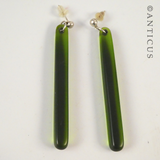 Pair of Green Glass Drop Earrings.