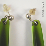 Pair of Green Glass Drop Earrings.