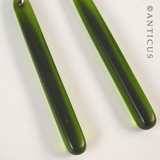 Pair of Green Glass Drop Earrings.