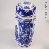 Ornamental Blue and White Large Lidded Chinese Jar.