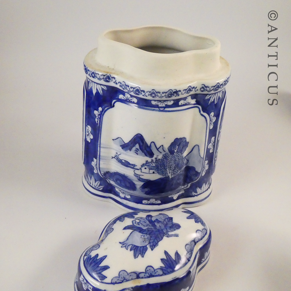 Ornamental Blue and White Large Lidded Chinese Jar.