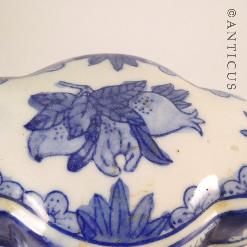 Ornamental Blue and White Large Lidded Chinese Jar.