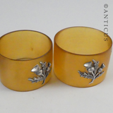 Set of 4 Horn and Silver Napkin Rings.
