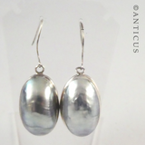 Pair of Silver and Blue Pearl Earrings.