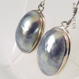 Pair of Silver and Blue Pearl Earrings.