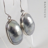 Pair of Silver and Blue Pearl Earrings.