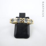 14ct Gold, Diamond and Blue Topaz Ring.