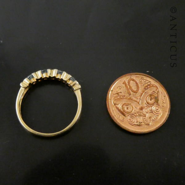 14ct Gold, Diamond and Blue Topaz Ring.