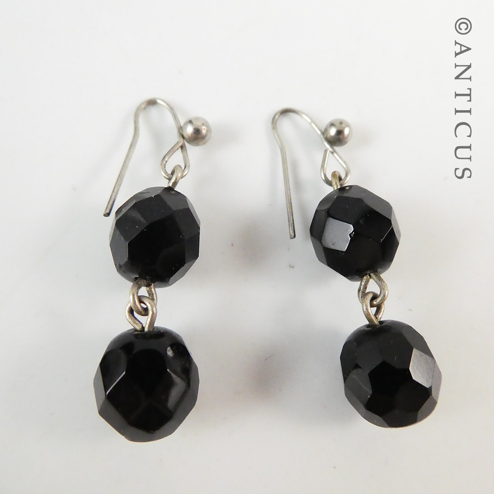 Pair of French Jet Drop Earrings.