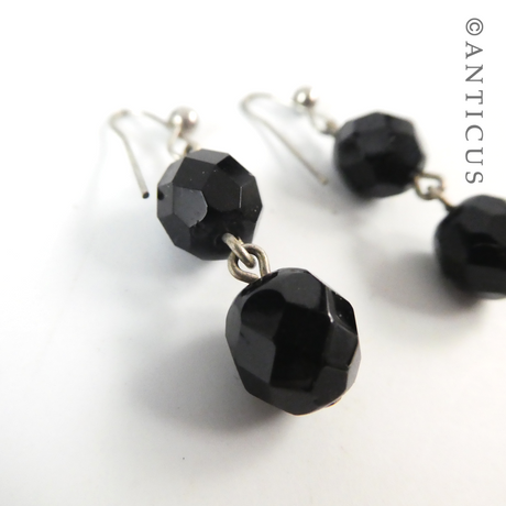 Pair of French Jet Drop Earrings.
