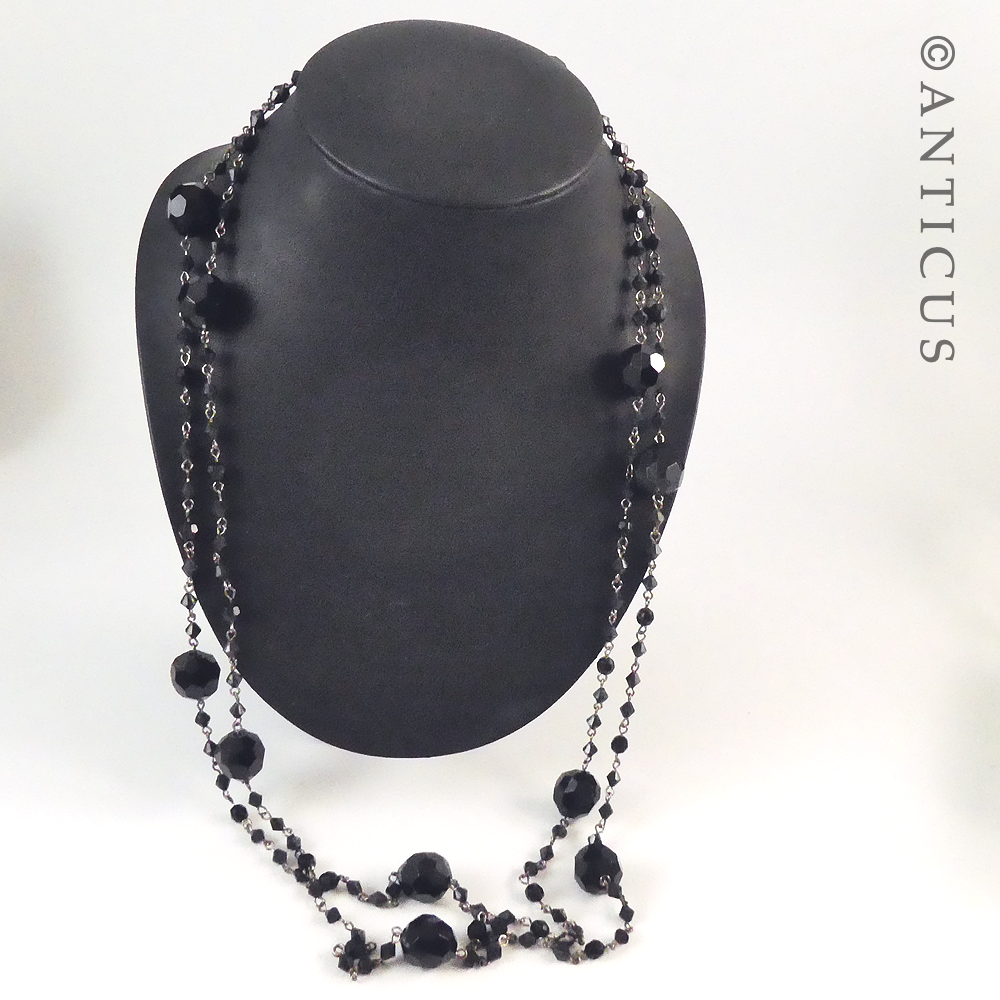 Very Long Black Bead Necklace.