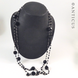 Very Long Black Bead Necklace.