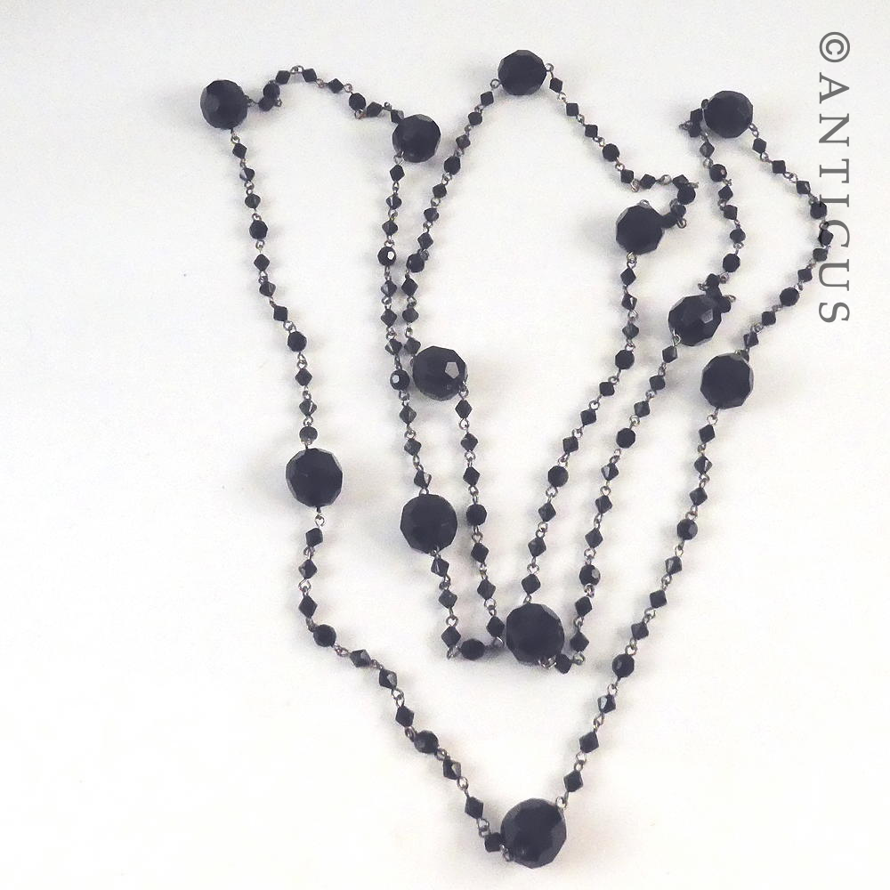 Very Long Black Bead Necklace.