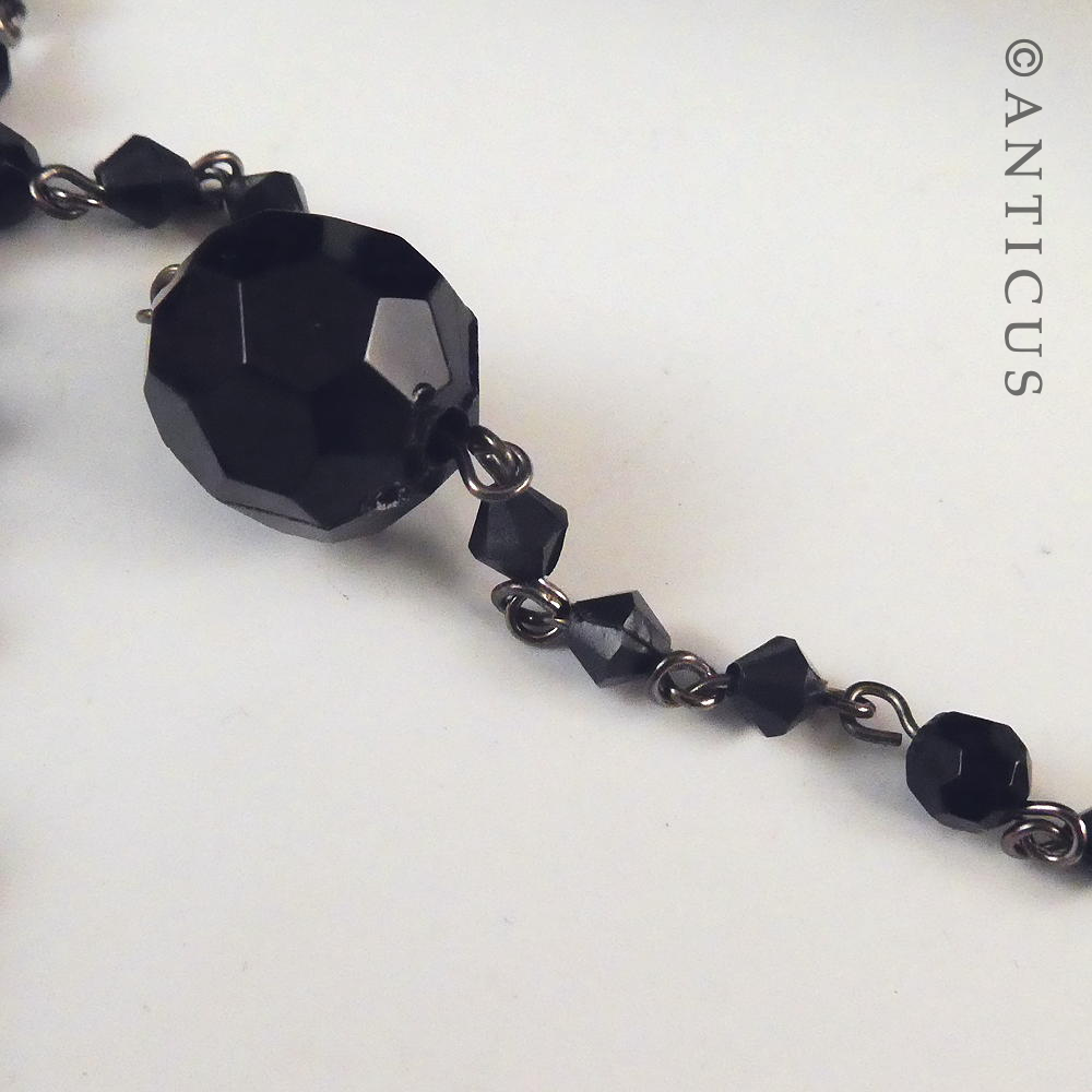 Very Long Black Bead Necklace.