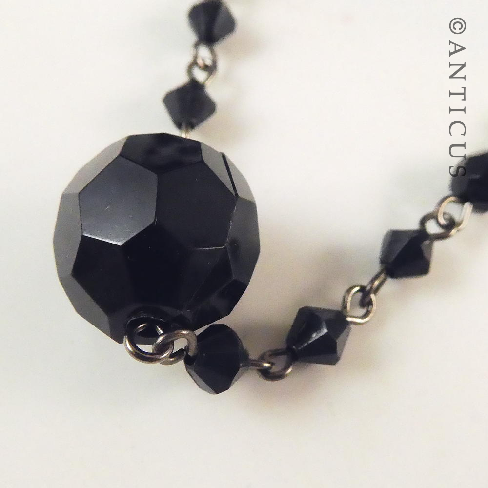Very Long Black Bead Necklace.