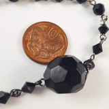 Very Long Black Bead Necklace.