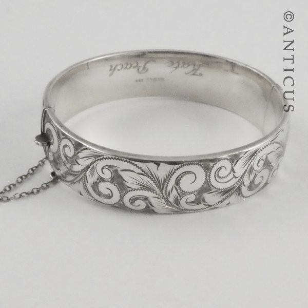 Vintage Snap Bangle, Sterling Silver.