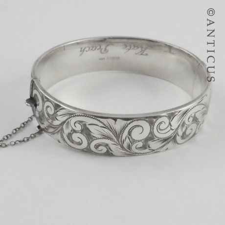 Vintage Snap Bangle, Sterling Silver.