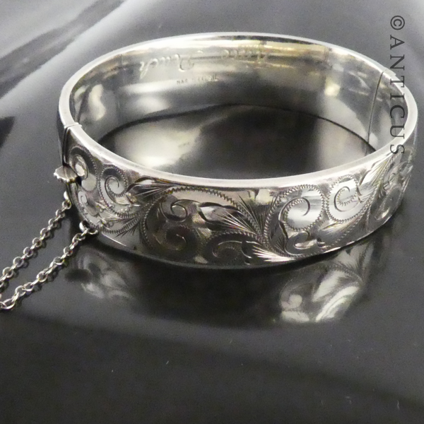 Vintage Snap Bangle, Sterling Silver.