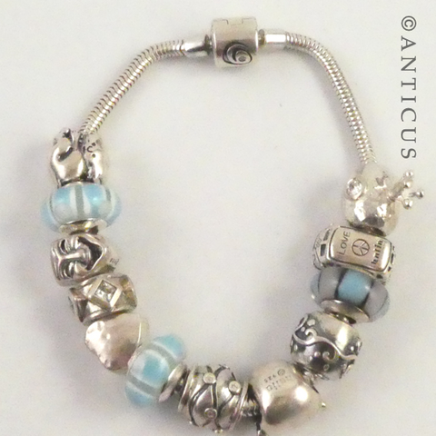 Sterling Silver Modern Charm Bracelet with Charms