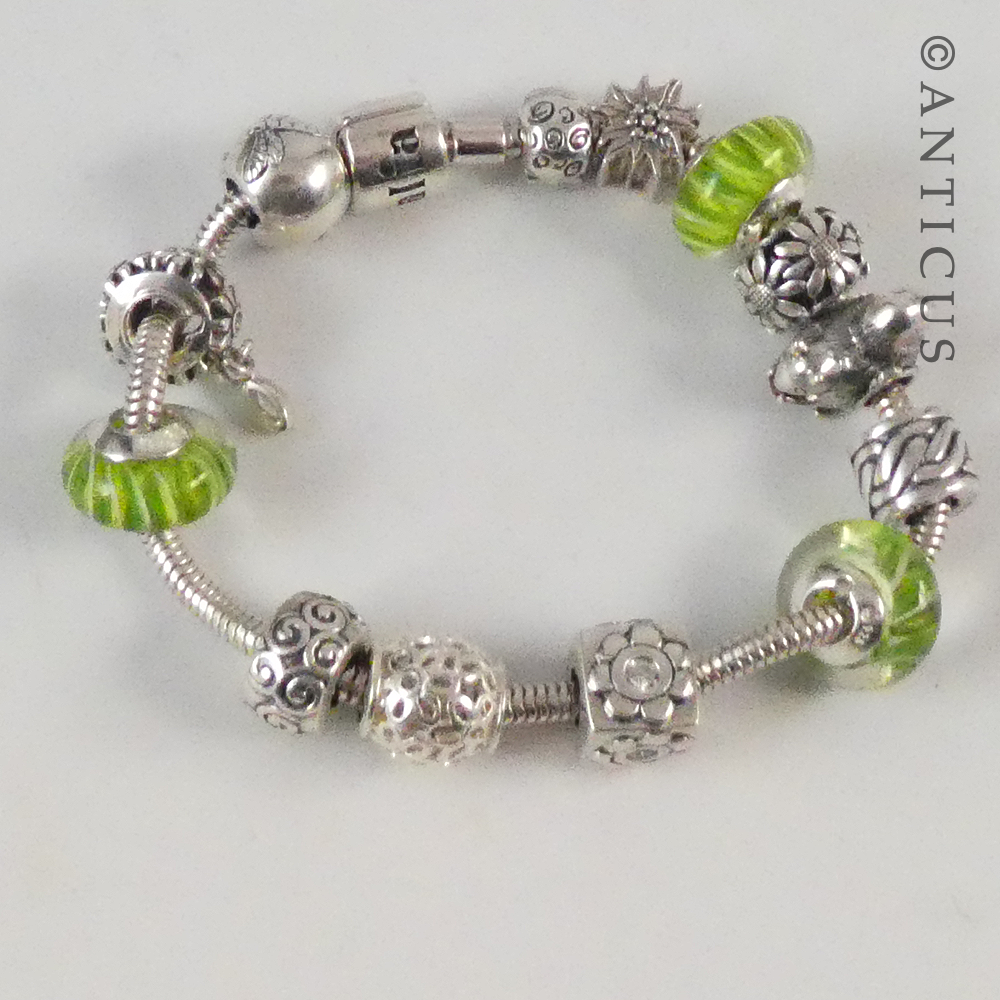 Silver Charm Bracelet with 12 Charms.