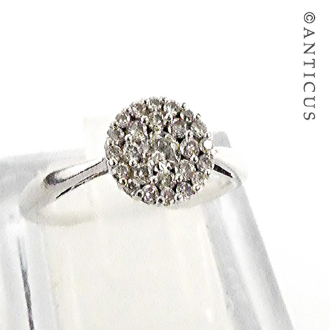 White Gold and Diamond Cluster Ring.